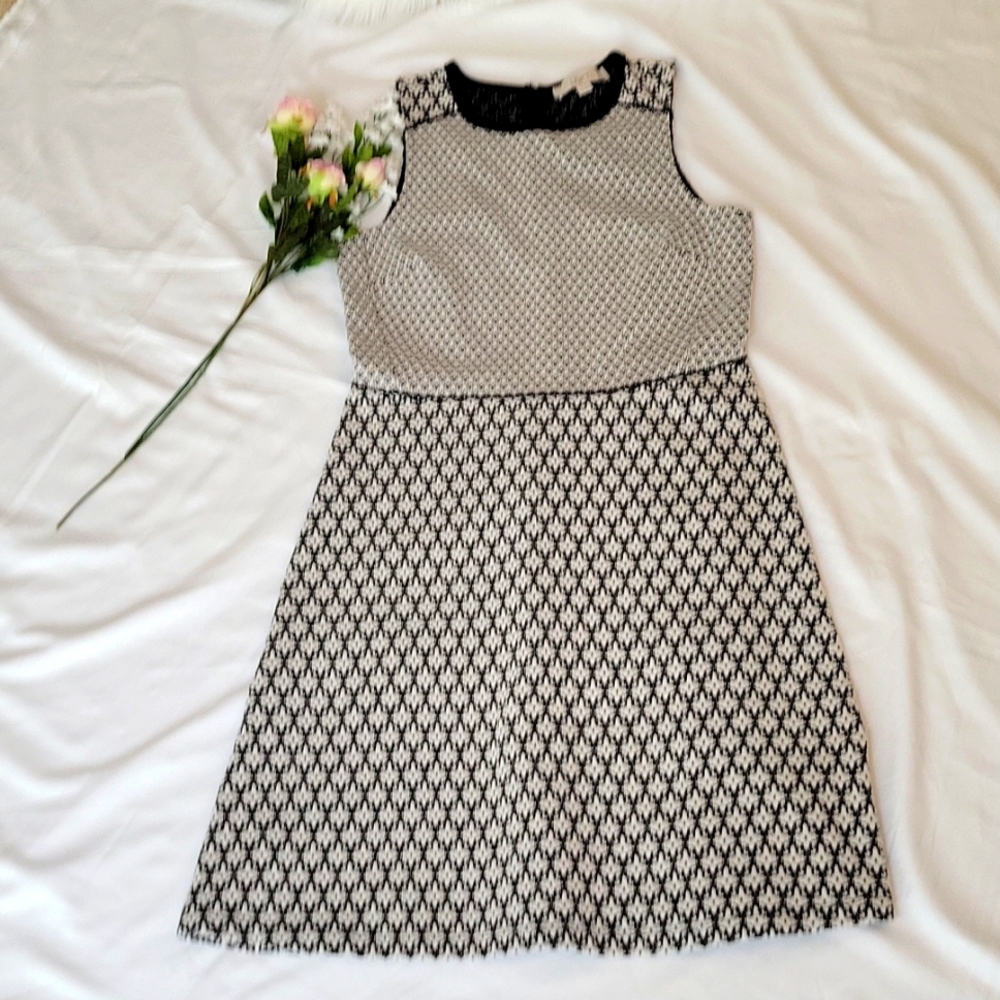 LOFT Black and White Patterned Dress